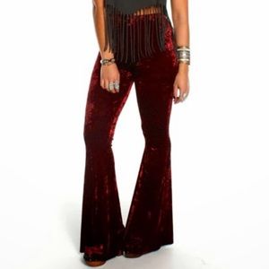 Gypsy Stardust Red Velvet Bell Bottoms